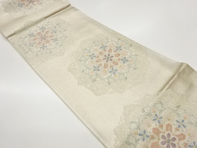 JAPANESE FUKURO OBI / WOVEN FLOWER CREST